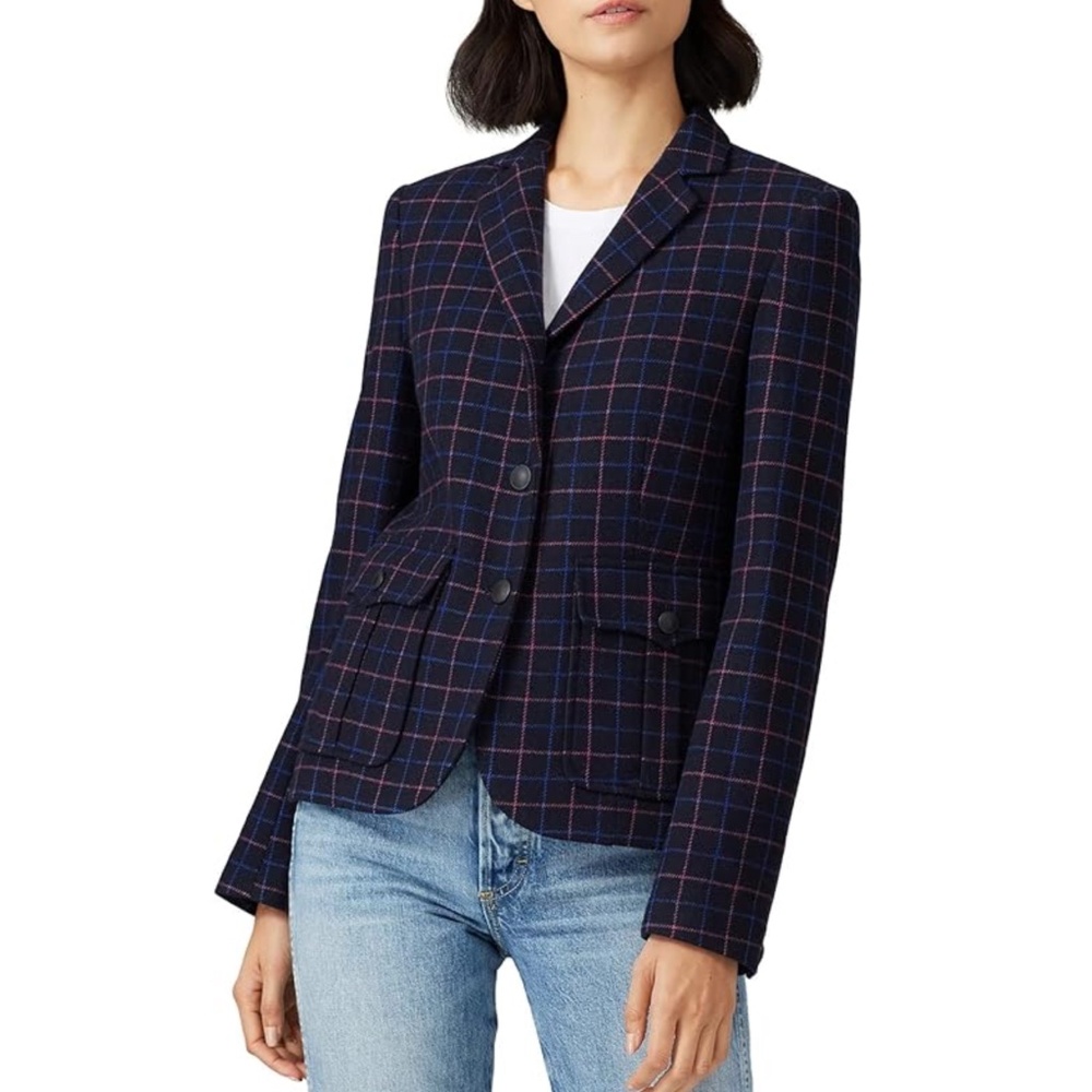 Rag & Bone Nancie Wool Blazer In Navy Check Size 4 - image 1